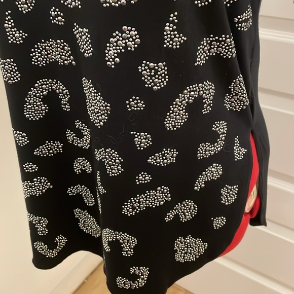 Bebe Short Sleeve Women’s Large T-shirt Crystal Letters Studded Design Black - Picture 9 of 9